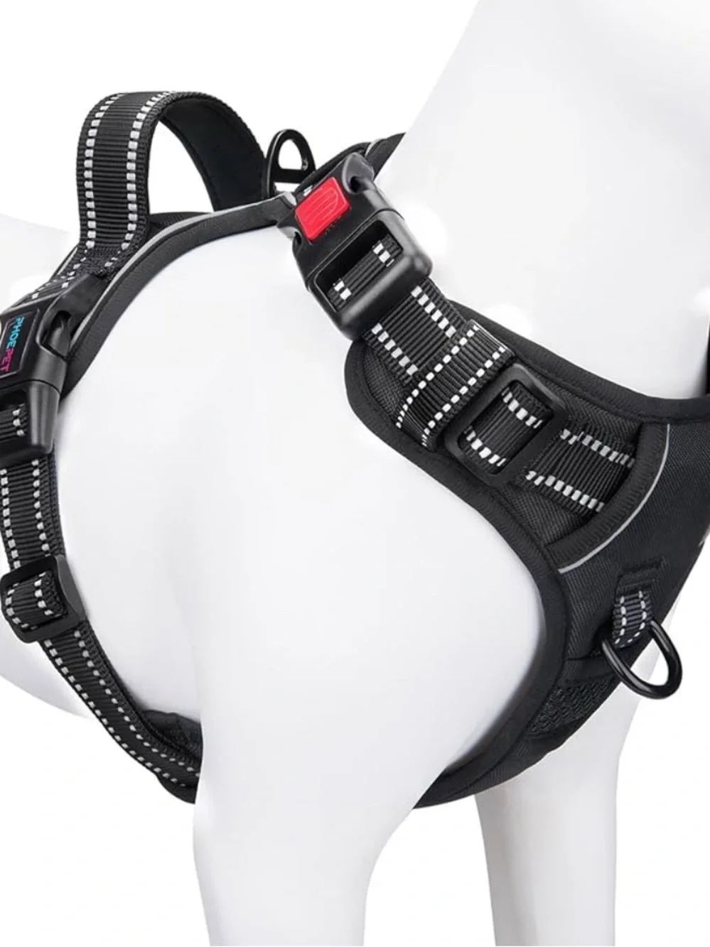 XL Reflective No-Pull Dog Harness with Handle — Black